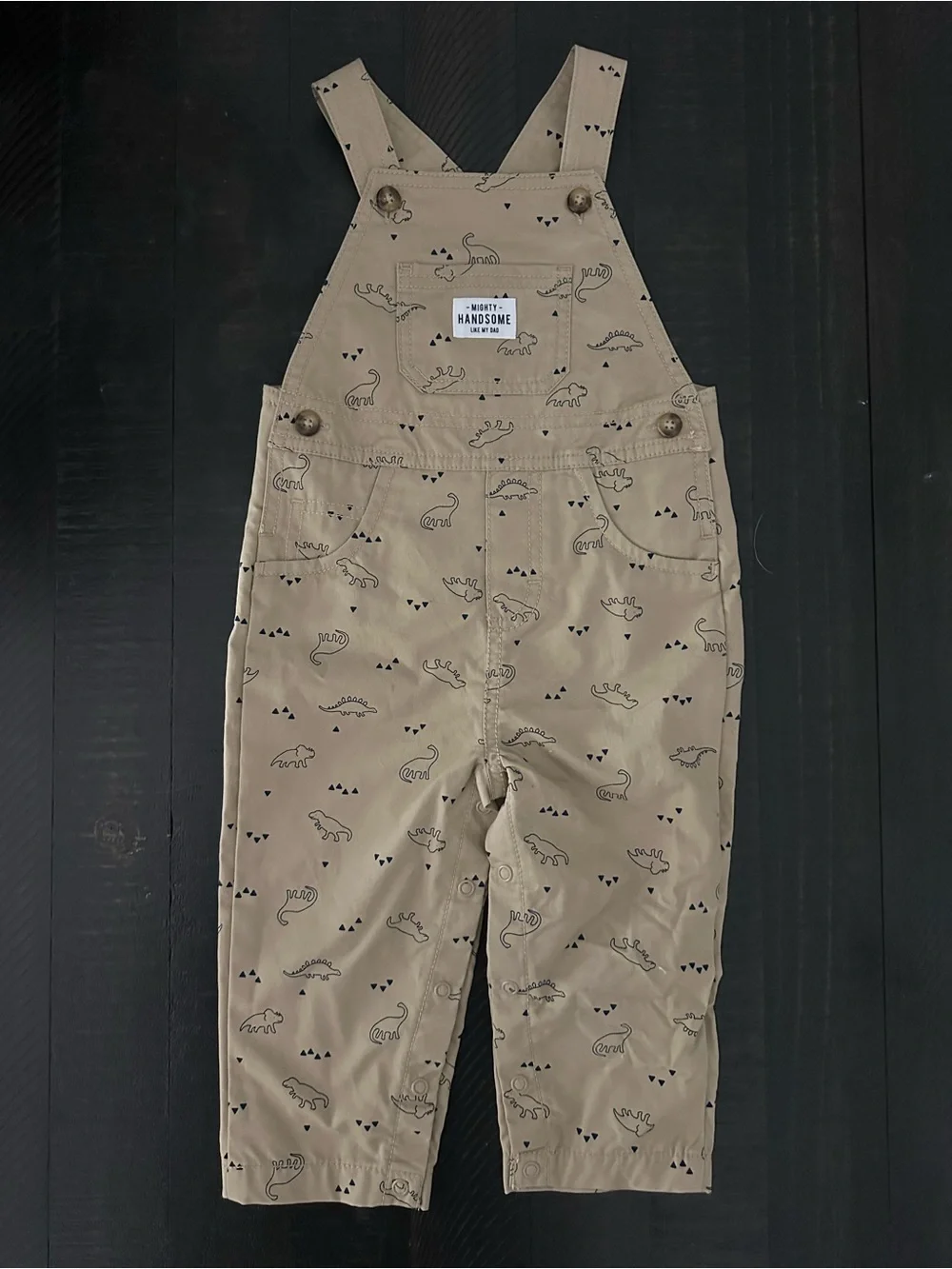 Carter's Tan Dinosaur Print Overalls